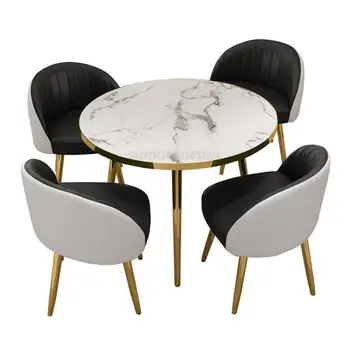 Легкая Роскошная комбинация стола для приема гостей и стула в офисе продаж, для переговоров, совещаний, Небольшой круглый стол, Простой офис