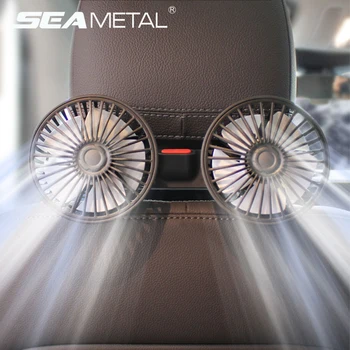 SEAMETAL 3-ступенчатый вентилятор охлаждения спинки автомобильного сиденья с зарядкой от USB, двухголовочный вентилятор с вращением на 360 градусов, шейный кулер для летних автомобильных аксессуаров