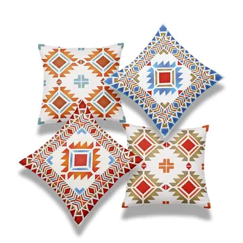 4шт Наволочка с традиционным рисунком Индейки Ика, набор из 4 цветных геометрических подушек, декоративная наволочка 17 *17 дюймов