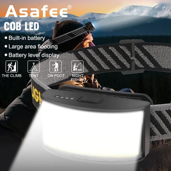 Портативный Налобный фонарь Asafee XPG + COB Small Head Lamp Со Встроенной батареей TYPE-C, Перезаряжаемый Прожектор С изогнутой поверхностью