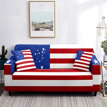 Чехол для дивана с американским флагом, Патриотическая тема, декор в красно-белую полоску, чехлы для диванов, Нескользящая Моющаяся Защитная пленка для мебели для гостиной