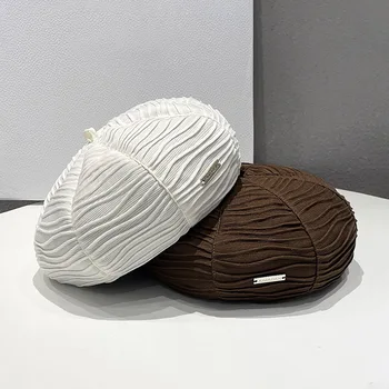2022 Японские металлические стандартные полосатые береты, весенне-осенняя простая нишевая модная универсальная кепка художника, женские шляпы