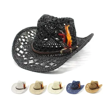 Ковбойская шляпа, рука, блюдо сгорело шляпе с перьями Дикого Запада-Ковбой Совет долбил путешествий на открытом воздухе зонт пляжный Джаз соломы шапки