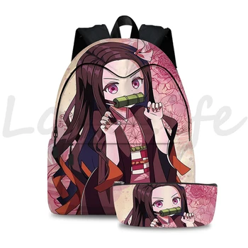 Рюкзаки Demon Slayer для школьников Kamado Nezuko Косплей Рюкзак Мультяшный Школьный ранец Для мальчиков и девочек Аниме Дорожные сумки
