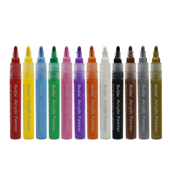 Акриловые маркеры 12 цветов, набор водонепроницаемых ручек для наскальной живописи, принадлежности для рукоделия, Керамика, Стекло, Холст, Кружка, Металл, Дерево