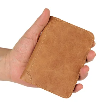 RFID Винтажные мужские кошельки из натуральной кожи в три складки, Держатель для кредитных карт, Карманный кошелек